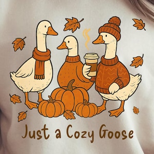 Cozy Goose PNG: Fall Thanksgiving Sublimation For T-Shirts, Digital Download