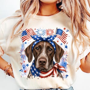 GSP PNG, Patriotic German Shorthaired Pointer 4th of July TShirt Design, Digital Download