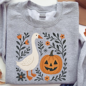 Blommig höstgås PNG, Boho Halloween-design, digital nedladdning