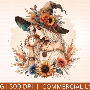 Clipart de aquarela, Clipart Wiccan, Wicca PNG, Boho PNG, Café PNG, Zodíaco Png, Outono Png, Clipart de bruxa, Ocultismo Png, Sublimação de outono