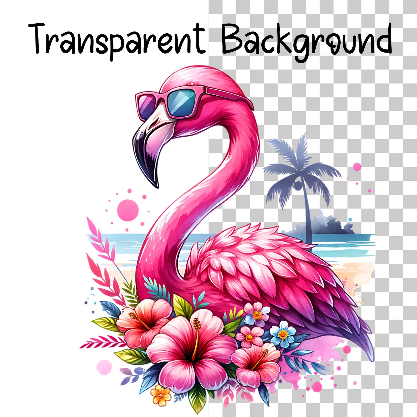 Pink Flamingo PNG: Watercolor Clipart for Sublimation Design, Digital ...