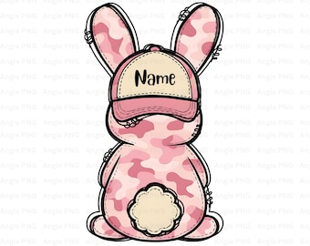 Personalized Easter Bunny PNG, Pink Camo Name Design, Digital Download