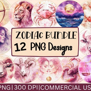 Sternzeichen PNG Bundle, Horoskop PNG, Sternzeichen, Sternzeichen Clipart, Astrologie PNG, Aquarell Clipart, Leo Png, Sternzeichen Tshirt Designs, Becher