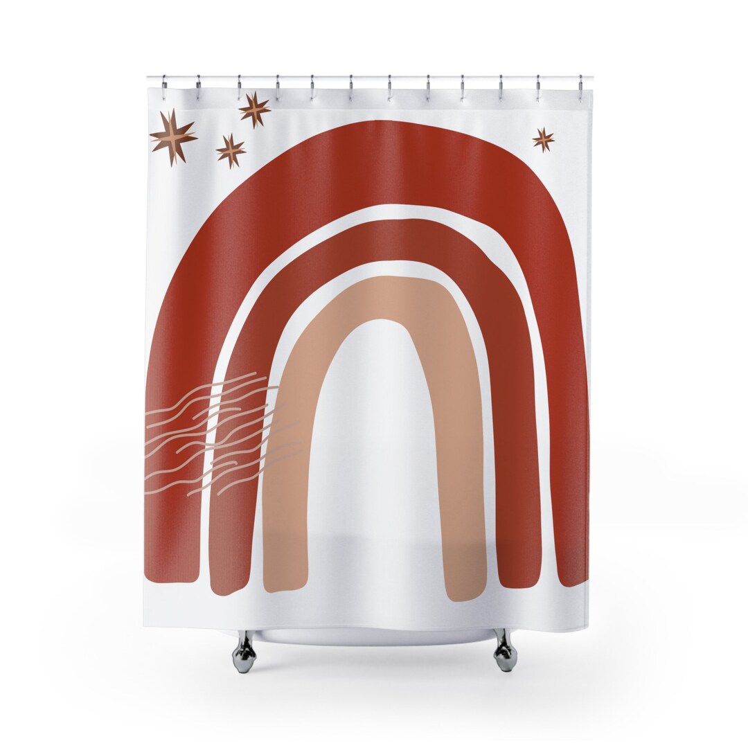 Boho Shower Curtain, Rainbow Shower Curtain, Zen Garden, Long Shower