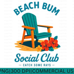 Beach Bum PNG, Social Club Png, Strandstuhl Png, Sommer PNG, Mama PNG, Urlaubsmodus, Sommer Vibes Png, Print On Demand Becher, Strandleben Png