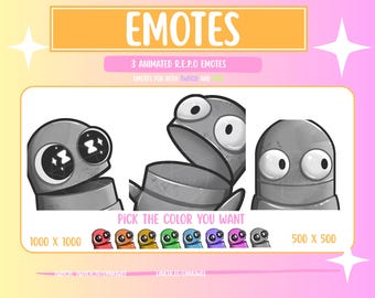 REPO Emotes, emoticonos animados de Twitch, Kick, Discord (GRIS)