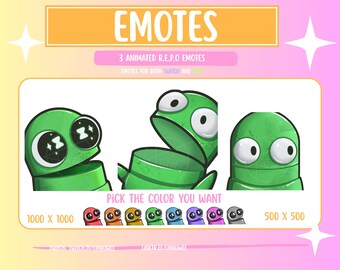 REPO Emotes, emoticonos animados de Twitch, Kick, Discord (VERDE)