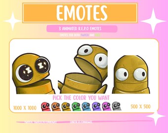 REPO Emotes, emoticonos animados de Twitch, Kick, Discord (Amarillo)