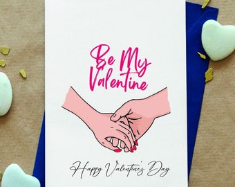 Couple Holding Hands Card, Be My Valentine, Romantic Valentine's Day Card PDF, Valentine's Day Card For Your Husband or Boyfriend,