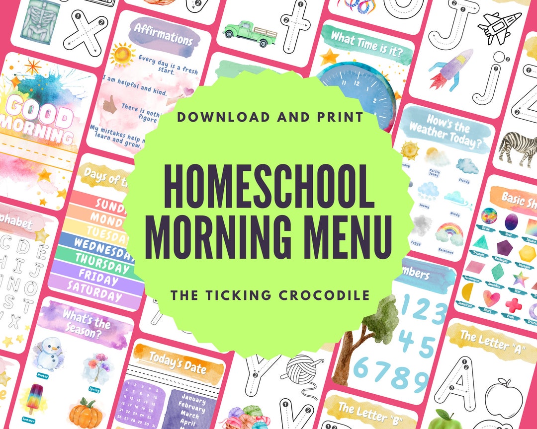 Morning Menu, Homeschool Materials for Moms, Preschool, Kindergarten