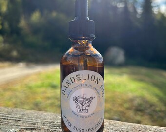 Dandelion Oil- 2 oz dropper bottle of infused oil- Handpicked