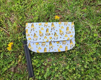 Gnome Bumblebee bee spring and summer wristlet bag purse