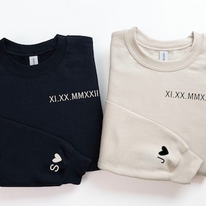 Custom Roman Numeral Hoodie • Couples Gift • Personalized Date and Initial Hoodie • Engagements, Anniversaries, Bachelorette's