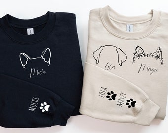 Custom Dog Sweatshirt, Personalized Dog Ears Sweatshirt with Name, Custom Dog Mom Hoodie, Pet Lovers, Dog Dad Gift for Pet Gift for Him