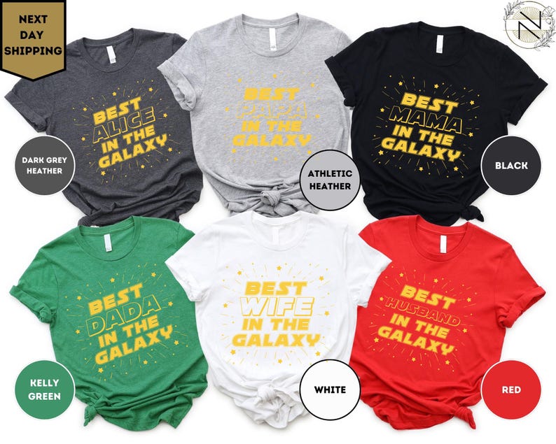 a collection of six t-shirts with different designs and colors, each featuring a unique phrase related to the wearer's relationship status.