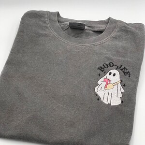 Embroidered Halloween Ghost Shirt, Boo Jee Shirt, Boo Shirt, Spooky Ghost Hoodie, Spooky Season Ghost Tee, Comfort Color, Halloween Gift image 3