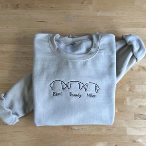 Custom Embroidered Dog Dad Hoodie, Outline Dog Ears Sweatshirt, Embroidered Dog Sweatshirt, Outline Embroidered Sweatshirt, Custom Dog image 2