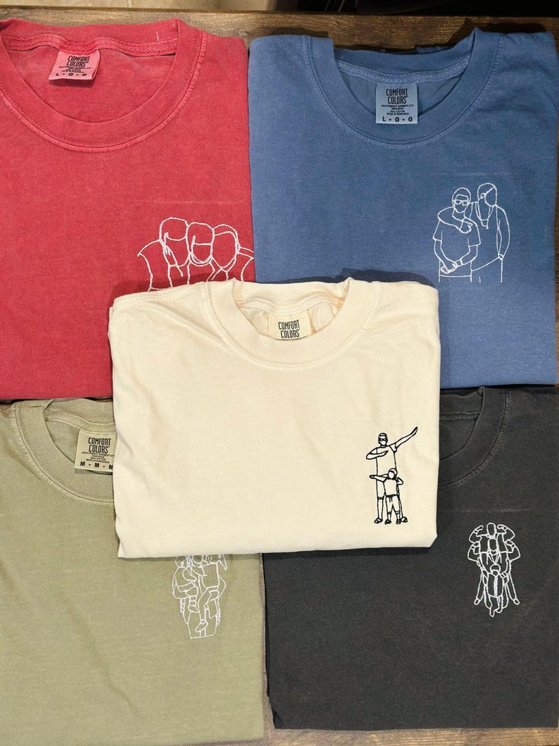 Embroidered Dad Portrait Shirt, Dad Shirt With Photo, Dad Tee, Custom Fathers Day Shirts With Pictures, Comfort Colors Shirt, New Dad Gifts imagem 4