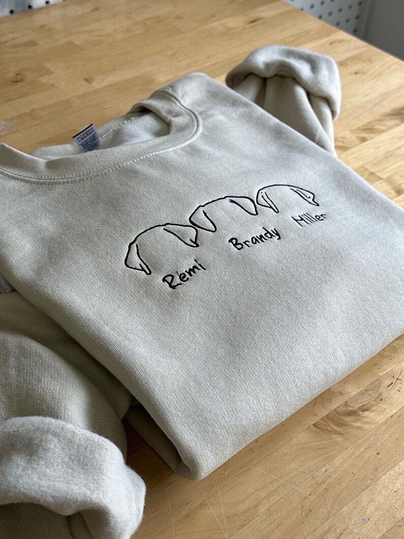 Custom Embroidered Dog Dad Hoodie, Outline Dog Ears Sweatshirt, Embroidered Dog Sweatshirt, Outline Embroidered Sweatshirt, Custom Dog image 4