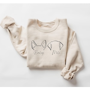 Sweat-shirt personnalisé pour chien, oreilles de chien personnalisées avec nom, sweat-shirt personnalisé pour maman de chien, cadeau de papa de chien pour animal de compagnie, cadeau pour lui, amoureux des animaux de compagnie