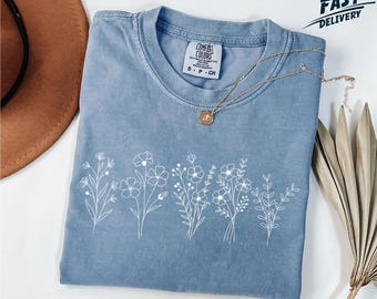 Comfort Colors Wildflower Shirt, Floral Cottagecore Shirt, Botanical Shirt, Flower Shirt, Nature Shirt, Wildflower Tshirt,Wild Flower Shirt