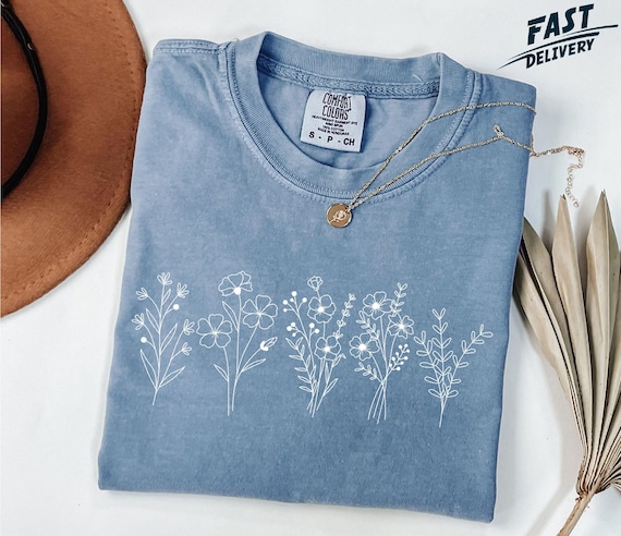 Comfort Colors Wildflower Shirt, Floral Cottagecore Shirt, Botanical Shirt, Flower Shirt, Nature Shirt, Wildflower Tshirt,Wild Flower Shirt