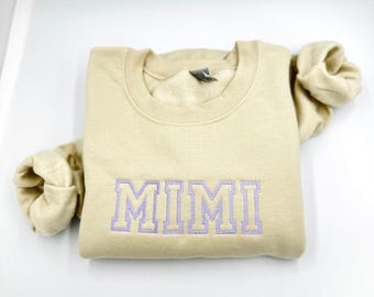 Custom Embroidered Mimi Sweatshirt, Grandma Sweatshirt Embroidered, Personalized Mimi, Momma, Mama