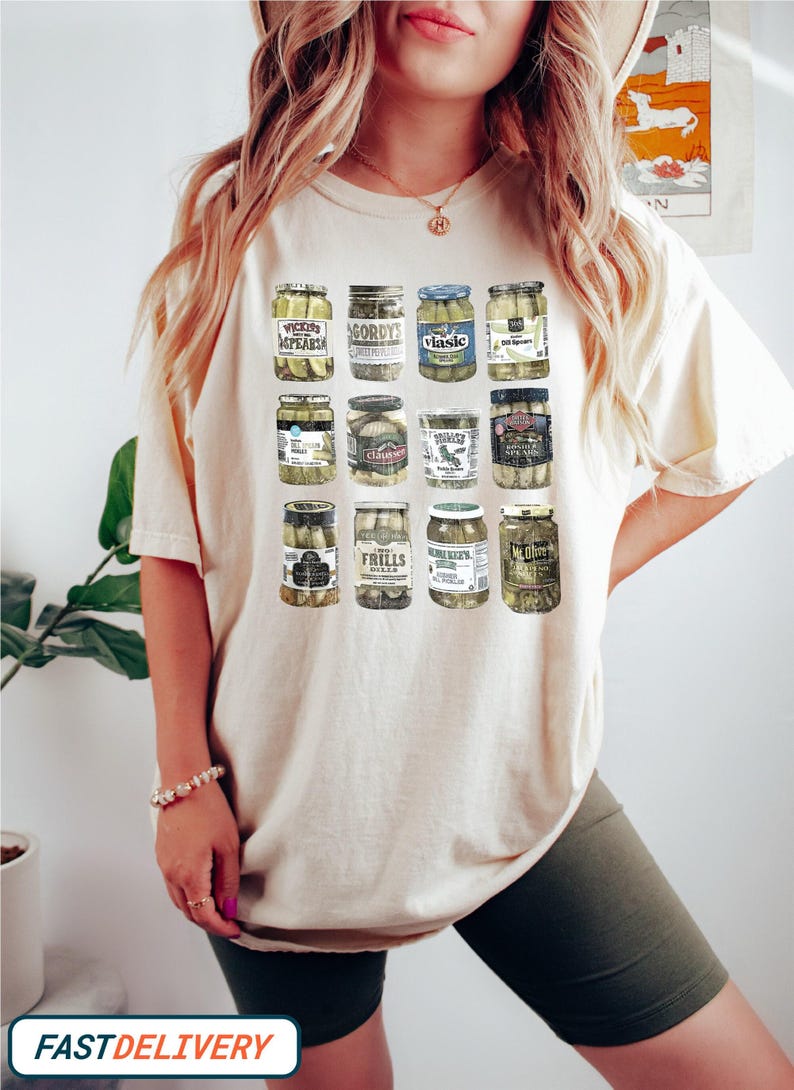 Pickle T-shirt, Comfort Colors Shirt, Vintage Canned Pickles Shirt, Pickle Jar Shirt, Vintage Comfort Colors Shirt, Women Christmas Gift image 1