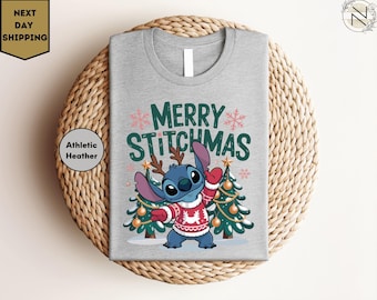 Merry Stitchmas Shirt, Disney Stitch Christmas Tee, Stitch Santa Shirt, Disneyland Stitch Xmas Tee, Stitch Holiday Gift