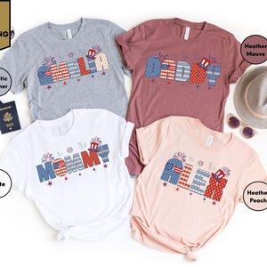 Maglietta personalizzata per la famiglia del 4 luglio, maglietta per la famiglia americana, maglietta per il giorno dell&#39;indipendenza, maglietta coordinata per la famiglia patriottica