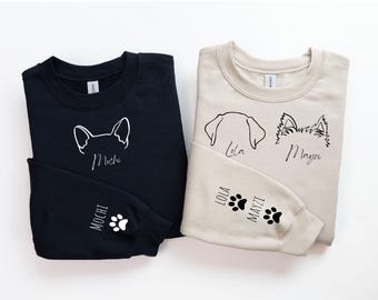 Custom Dog Sweatshirt, Personalized Dog Ears Sweatshirt with Name, Custom Dog Mom Hoodie, Pet Lovers, Dog Dad Gift for Pet Gift for Him