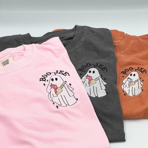 Embroidered Halloween Ghost Shirt, Boo Jee Shirt, Boo Shirt, Spooky Ghost Hoodie, Spooky Season Ghost Tee, Comfort Color, Halloween Gift image 4