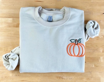 Puff Embroidered Pumpkin Sweatshirt, Embroidered Fall Hoodie, Halloween Sweatshirt, Halloween Embroidered, Spooky Season Sweatshirt