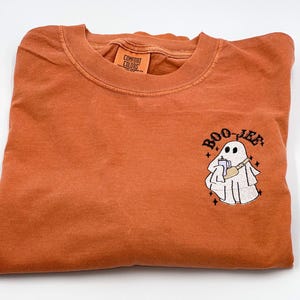 Embroidered Halloween Ghost Shirt, Boo Jee Shirt, Boo Shirt, Spooky Ghost Hoodie, Spooky Season Ghost Tee, Comfort Color, Halloween Gift image 2