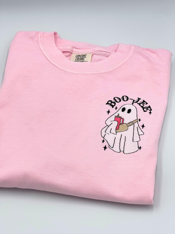 Embroidered Halloween Ghost Shirt, Boo Jee Shirt, Boo Shirt, Spooky Ghost Hoodie, Spooky Season Ghost Tee, Comfort Color, Halloween Gift