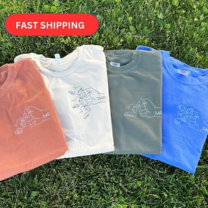 Embroidered Custom Father's Day Shirt , Dad comfort color shirt ,Personalized Dad Tee with kids name , Dad punch with children, Gift for him