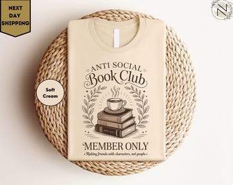 Member of Anti-Social Book Club Shirt, Fantasy Book Lover Gift, Booktrovert Romantasy Book Club Reader Girly Tee