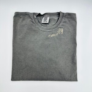 Custom Name Embroidered Comfort Colors T Shirt, Custom Embroidery Shirt Embroidered Tee Custom Text Tee Gift for mom Custom Gift