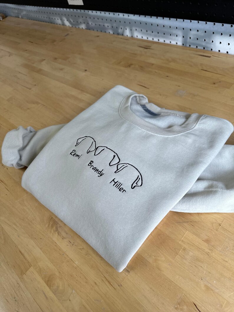 Custom Embroidered Dog Dad Hoodie, Outline Dog Ears Sweatshirt, Embroidered Dog Sweatshirt, Outline Embroidered Sweatshirt, Custom Dog image 3