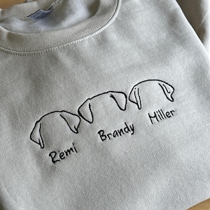 Custom Embroidered Dog Dad Hoodie, Outline Dog Ears Sweatshirt, Embroidered Dog Sweatshirt, Outline Embroidered Sweatshirt, Custom Dog image 1