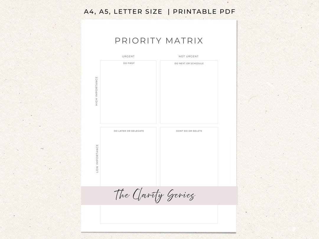 Printable Priority Matrix – Productivity Planner Insert – (A4 • US ...