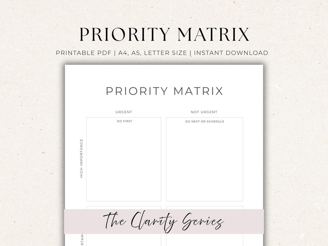 Printable Priority Matrix – Clarity Series – (A4 • US Letter • A5) - Etsy