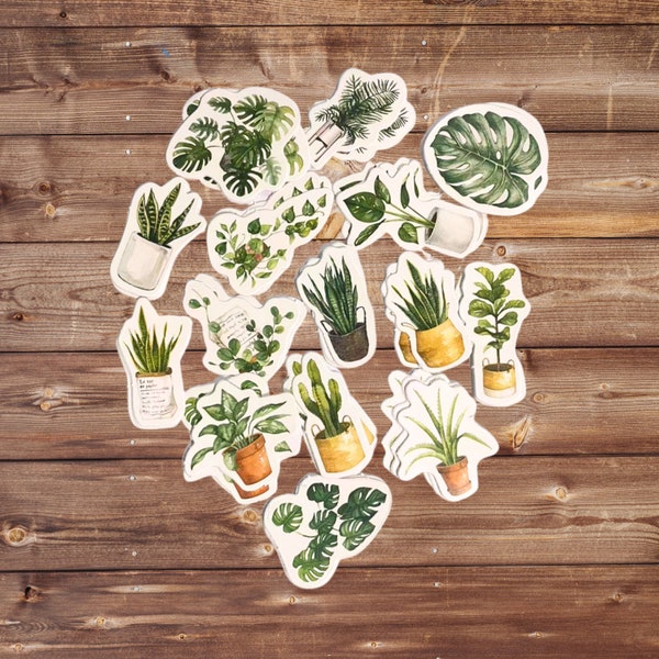 Plant Stickers, 45 Mini Plant Sticker Assortment, Plant Sticker Scrapbook, Plant Lover, Gift for Plant Lovers