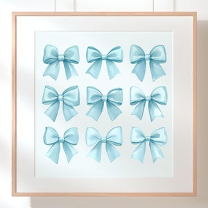 Baby blauwe strikken PNG - aquarel lichtblauwe strik clipart realistische blauw lint strikken illustraties schattige blauwe strikken babyjongen strikken kunst decor kinderkamer