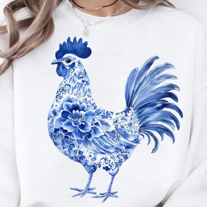 Chinoiserie kip png - blauwe Victoriaans patroon kip png - trendy strik png - coquette esthetische blauwe toile kip png - bloemenblauw png