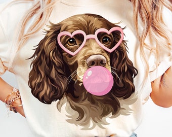 Brown Cocker Spaniel Valentines Day Coquette Pink Bow Heart Sunglasses ...
