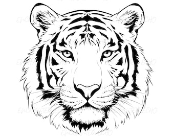 Tiger Face SVG + PNG Set - Tiger Head Clipart, Tigers Mascot Sublimation (DigitalDownload + Commercial Use)