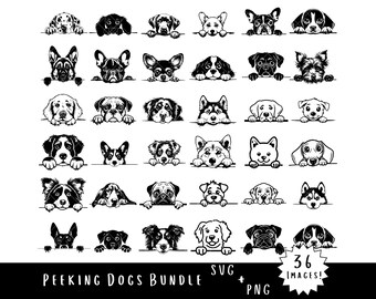 Peeking Dogs SVG & PNG Bundle – Funny Animals Multiple Dog Breeds Clipart Pack