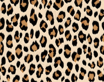 May include: A seamless pattern featuring a leopard print design. The pattern consists of black and brown spots on a cream-colored background. The spots vary in size and shape, creating a natural and organic feel. This design is suitable for various applications.