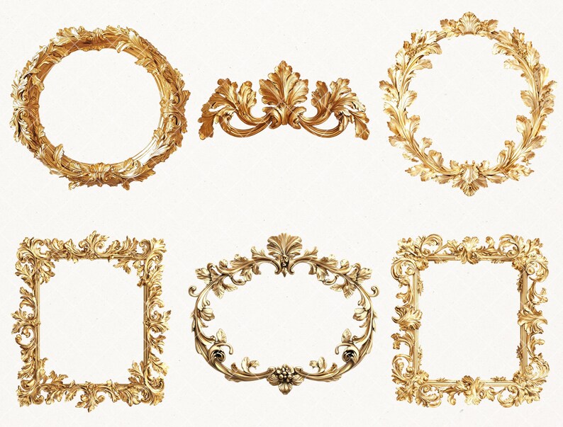 Gold Rococo Frames Clipart Bundle - Antique Victorian Renaissance ...